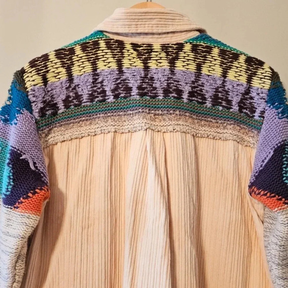 Anthropologie Pilcro Easygoing Shirt Boho Corduroy Knit Women’s Jacket Cream S. - Picture 13 of 16